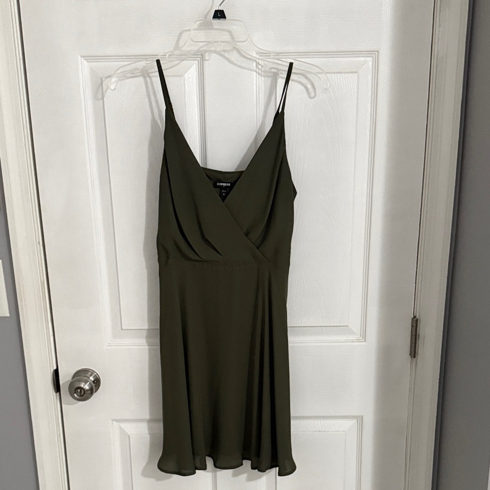 Express Olive Green Spaghetti Strap Mini Dress